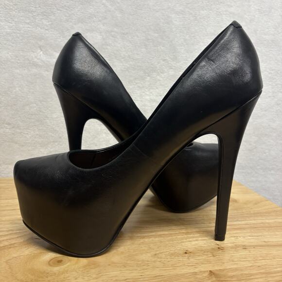 Steve Madden Deja Vu Black Platform Ultra High Stiletto Pumps Size 7.5 - Picture 6 of 11